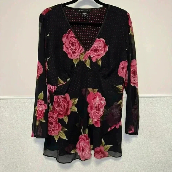 Women's American Angel II Blouse, 14/16, Black & Pink Y2K Style - Picture 4 of 10